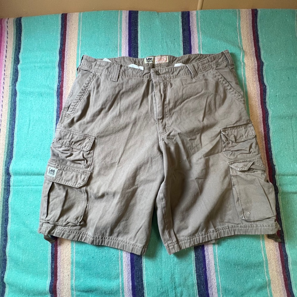 Lee Cargo Shorts Mens 40 Khaki Tan Dungarees Cotton Utility Workwear Hiking